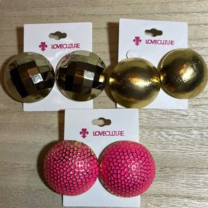 NEW LOVECULTURE Post Earrings - Set of 3 Pairs